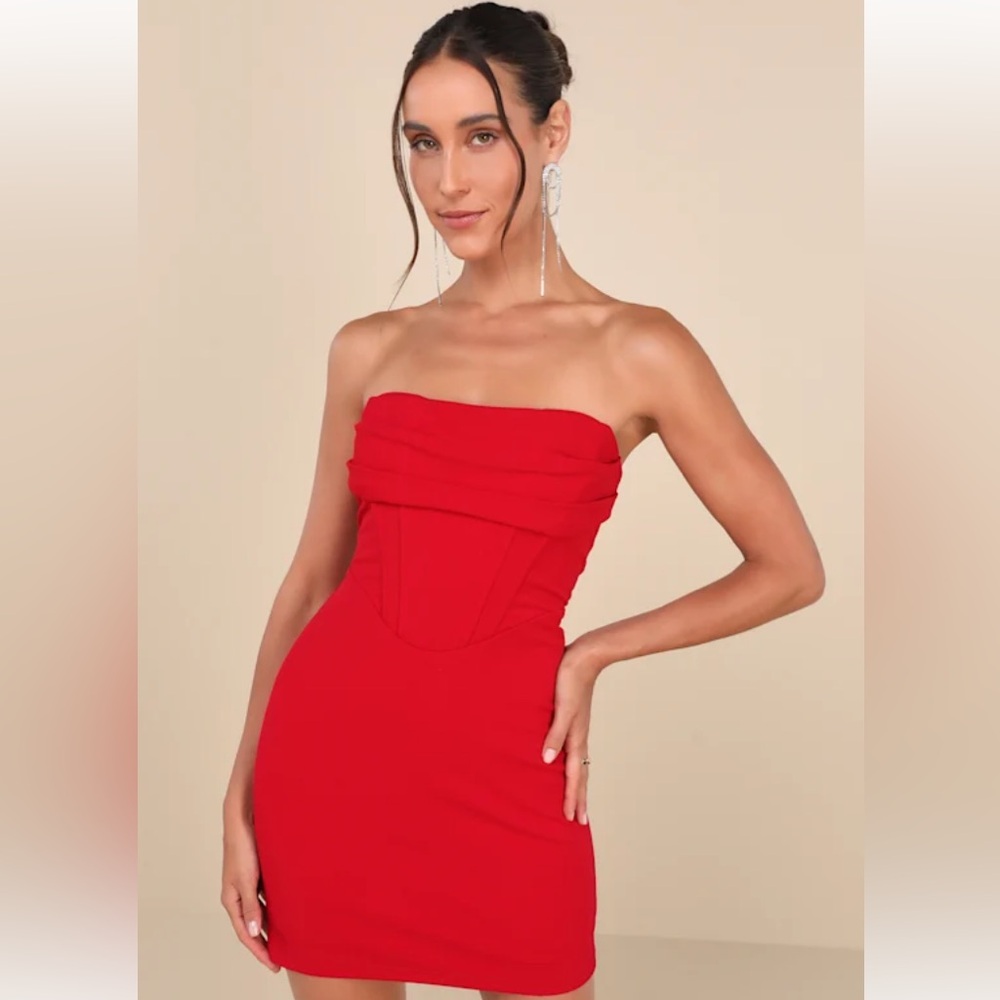 NWT Lulus Dramatic Intent Red Strapless Corset Bo… - image 2